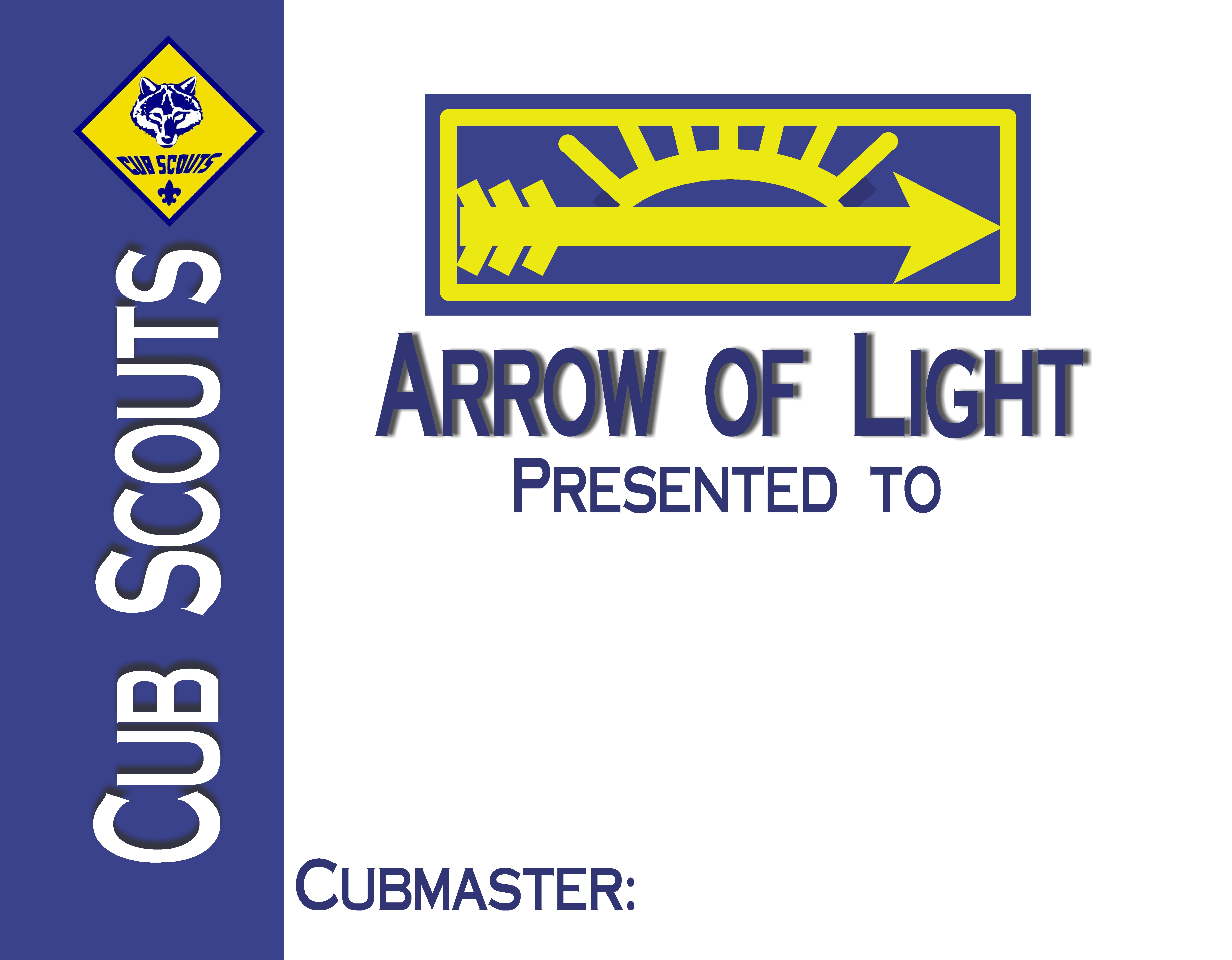 Arrow of Light Certificate 8 x 10 images